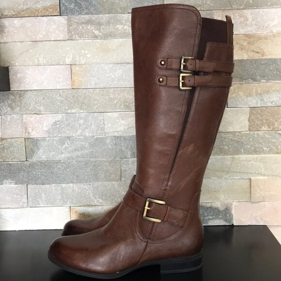 Naturalizer Chestnut Moto Boots with Buckle Detail - Picture 3 of 9